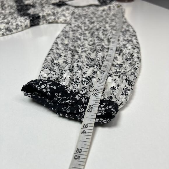 Madewell Women's Peplum Blouse Black and White Ditsy Floral Print Airy Size XL - Picture 12 of 16